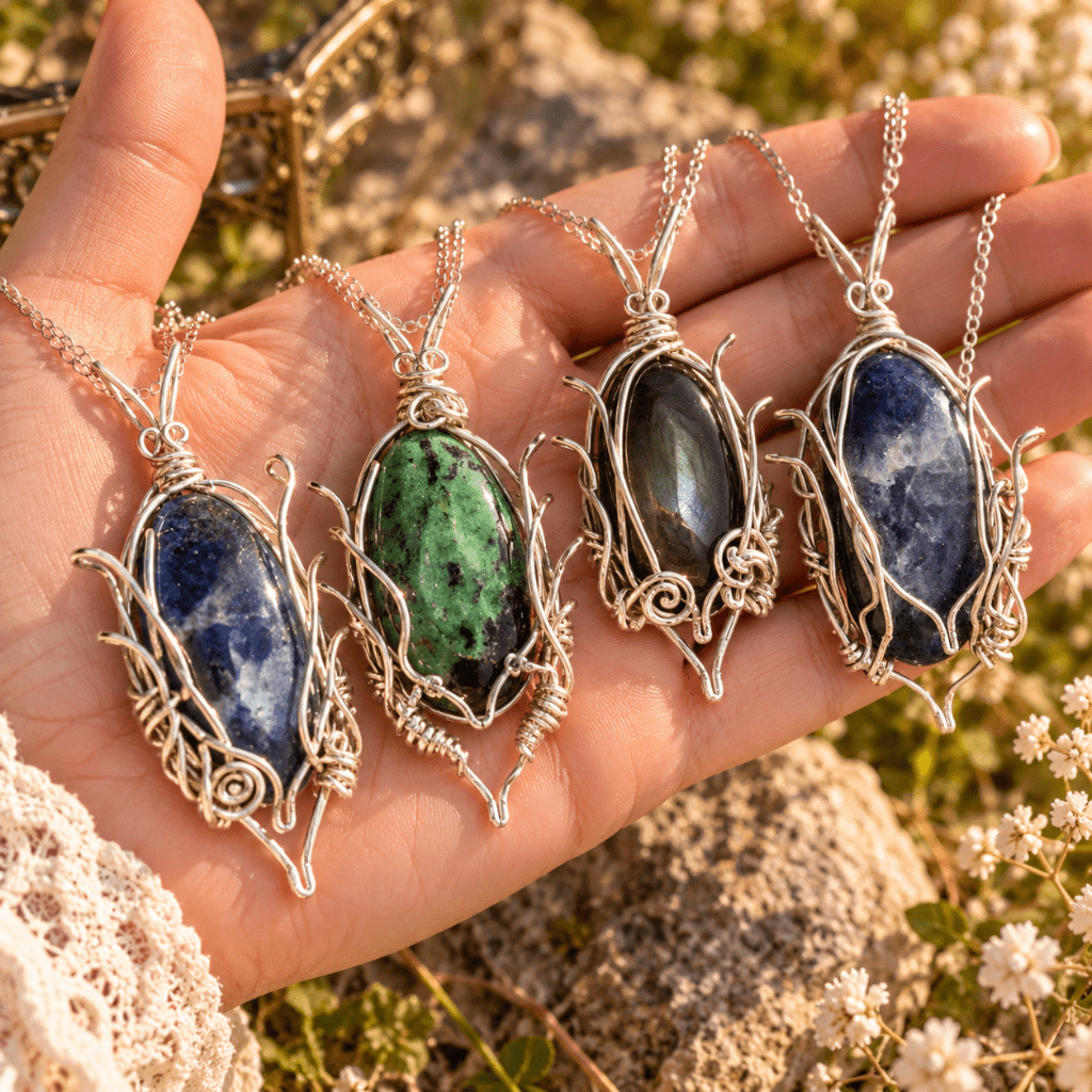 ✨ Collection Elanor – Bijoux elfiques

Découvrez des amulettes artisanales en pierres naturelles, façonnées à la main en wire wrapping. Des bijoux uniques inspirés des mondes elfiques, entre nature et magie. 🌿