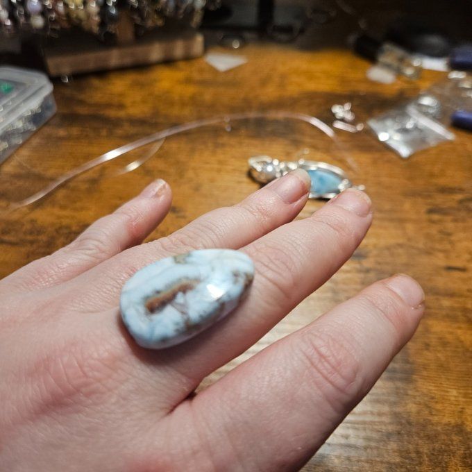 Bague Larimar Courrone Ajustable - Copie