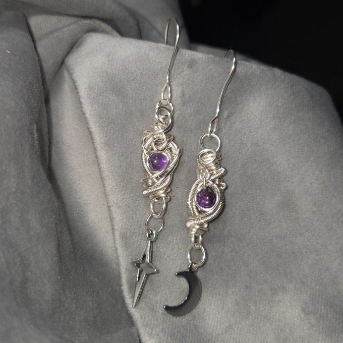 New - Améthyste. Boucles d’oreille 