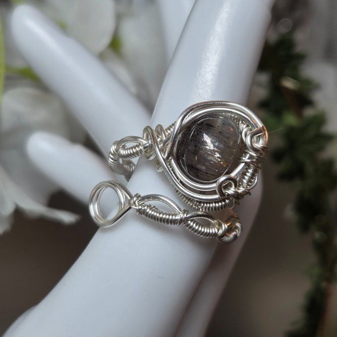 Pierre de Soleil Noire Lattice -Bague Ajustable