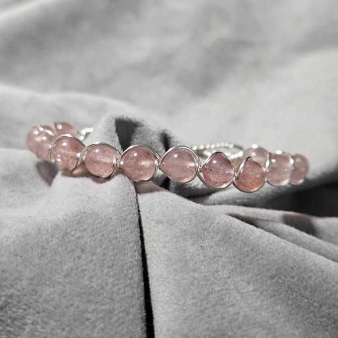 New-Quartz Fraise - bracelet perle 6mm
