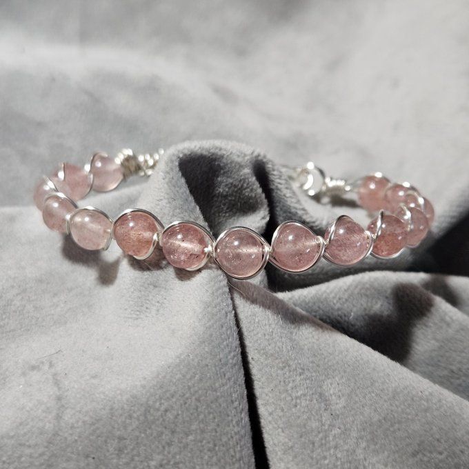New-Quartz Fraise - bracelet perle 6mm