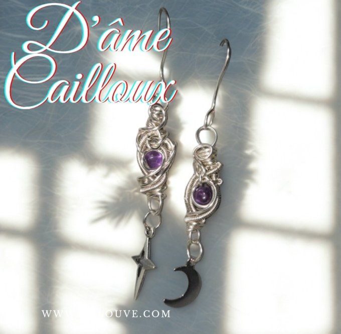  - Améthyste. Boucles d’oreille 