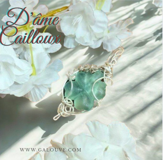  Amulette trèfle Fluorite Verte  
