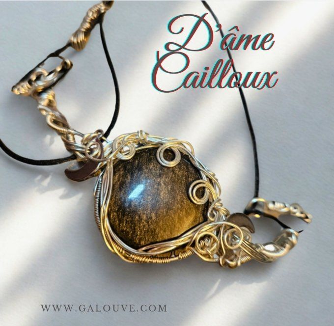  Obsidienne Argentée ✨sheen collier charms 