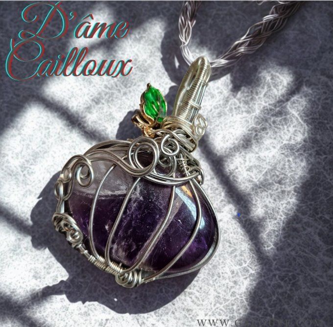 Amulette Améthyste chevron Citrouille ✨