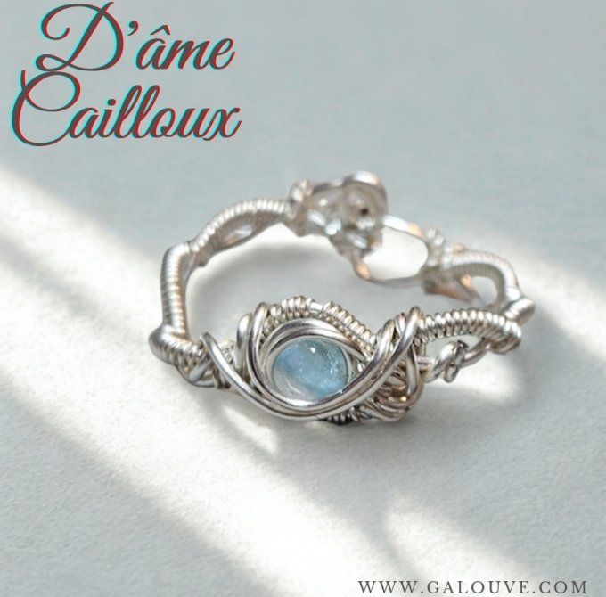 Bague Courrone ✨aigue marine  ✨ - ajustable 48-60
