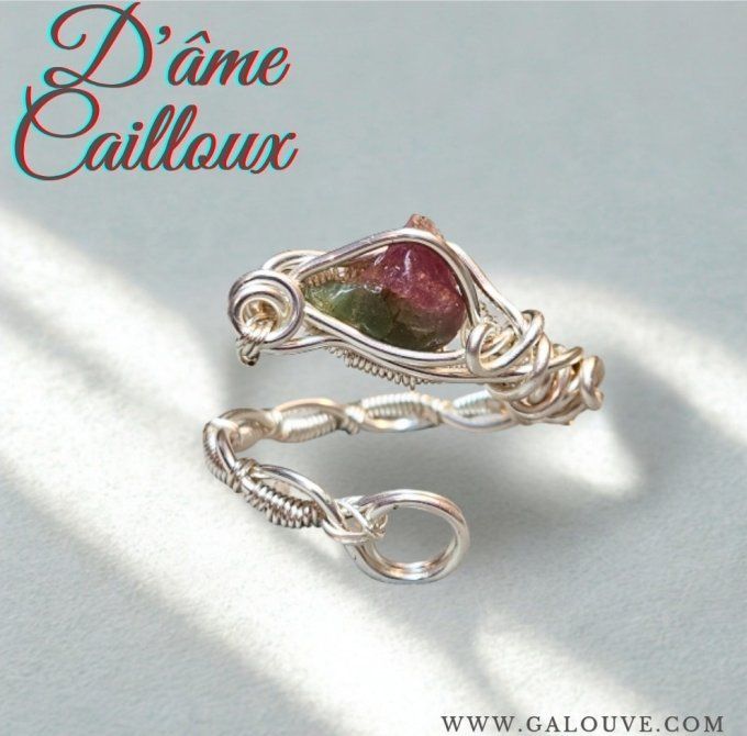 Bague Tourmaline melon d'eau Ajustable