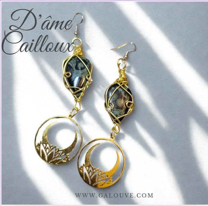 Boucle jaspe kambaba lune d'or 