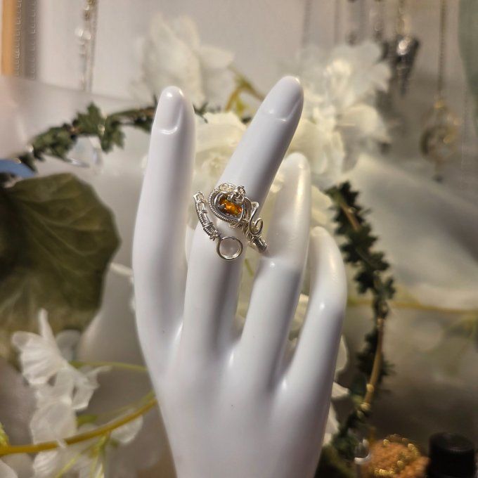 Bague ajustable Opale de feu  - 