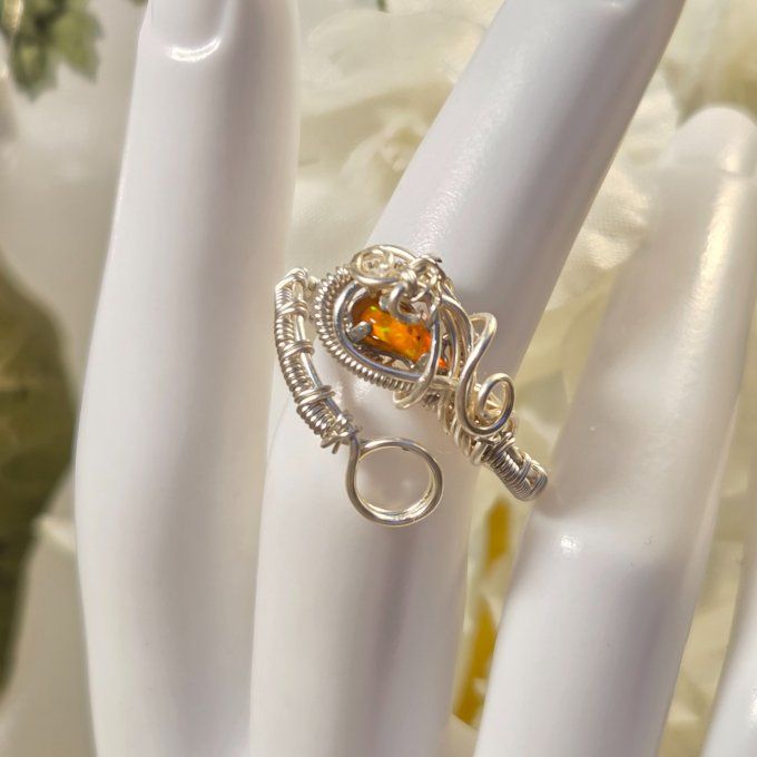 Bague ajustable Opale de feu  - 