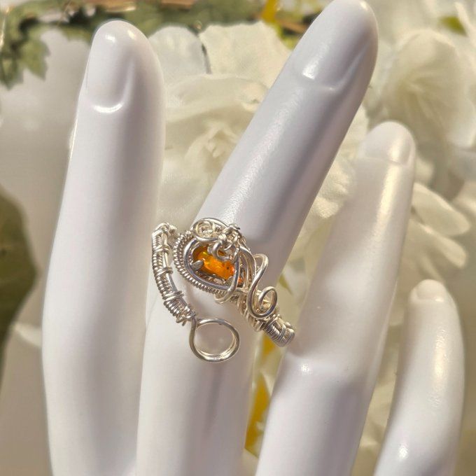 Bague ajustable Opale de feu  - 