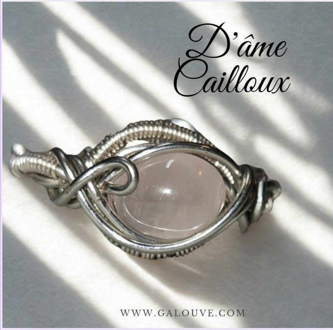 Bague Quartz rose - Courrone -ajustable 