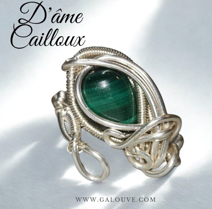 Bague malachite ajustable