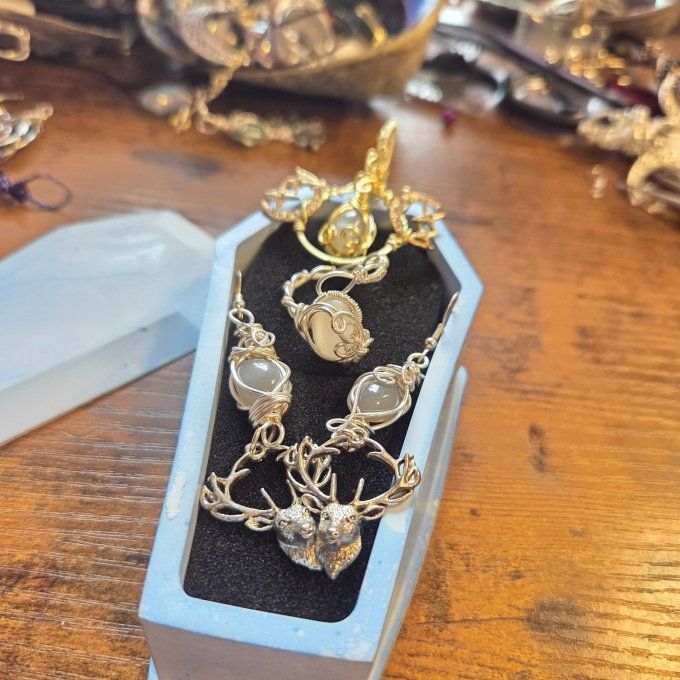 Coffret -Parure pierre de lune Hecatolite