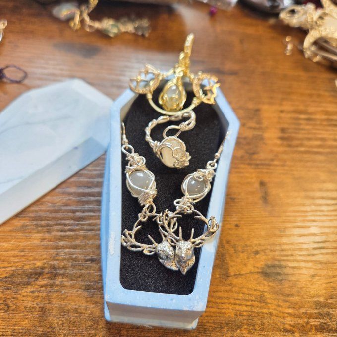 Coffret -Parure pierre de lune Hecatolite