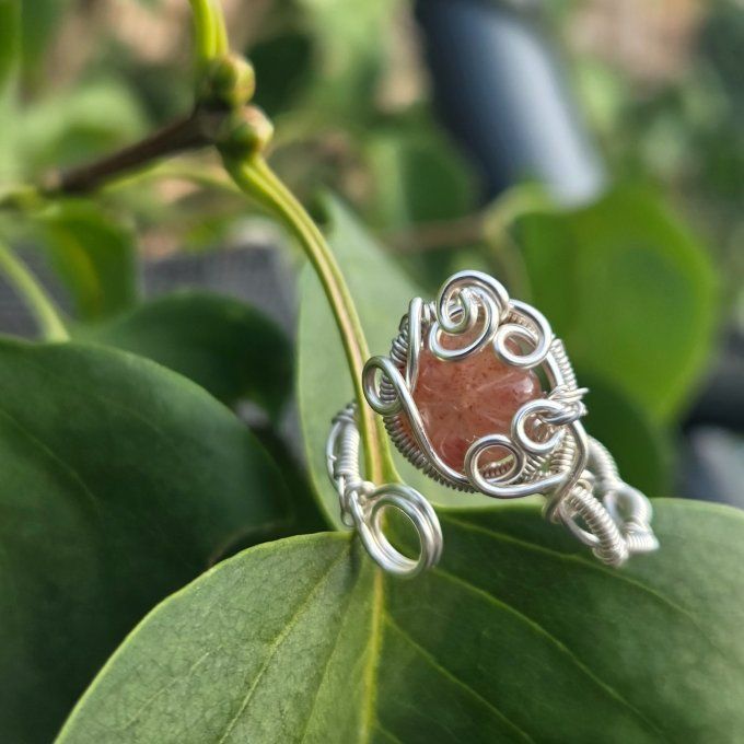 Pierre de soleil Lattice . Bague ajustable 