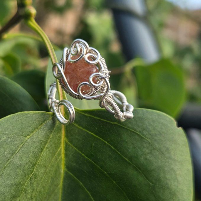 Pierre de soleil Lattice . Bague ajustable 