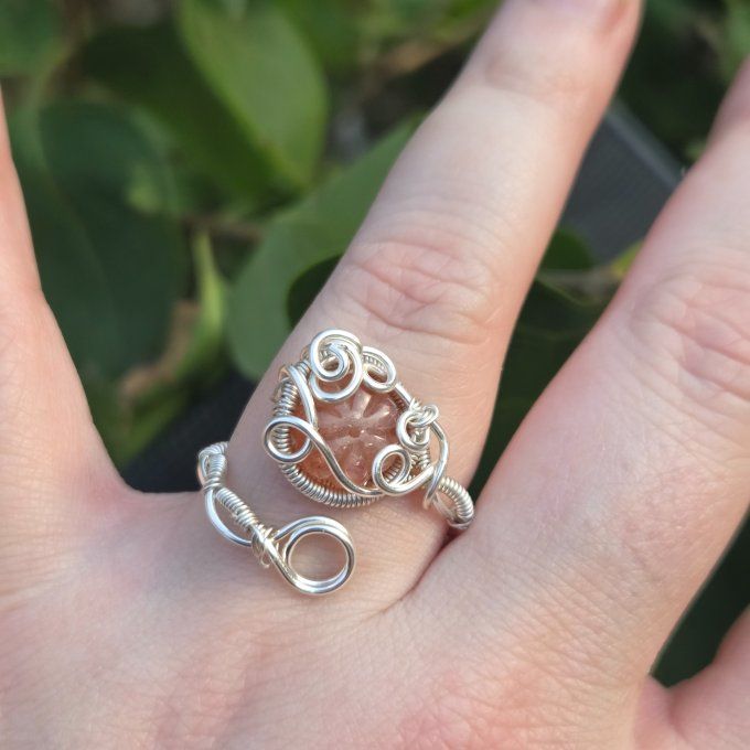 Pierre de soleil Lattice . Bague ajustable 