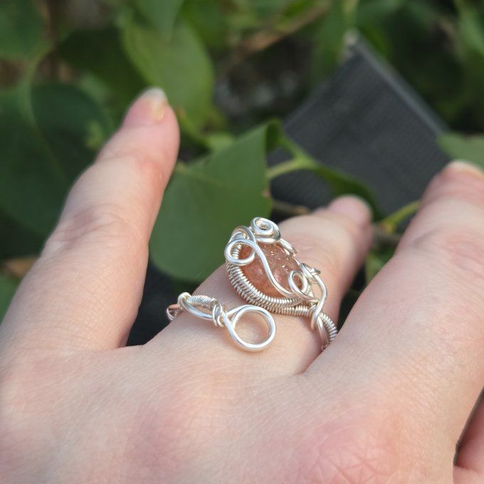 Pierre de soleil Lattice . Bague ajustable 