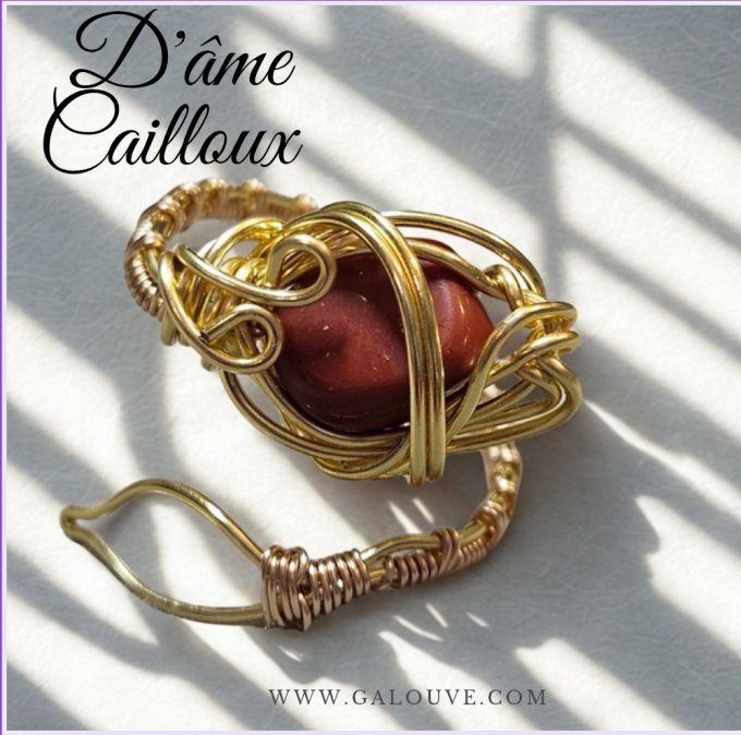 Bague jaspe rouge -ajustable