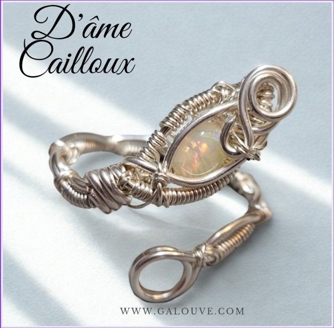 Bague opale wello sertie -ajustable