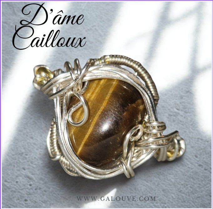 0eil de tigre gemme - Bague courrone ovale-ajustable
