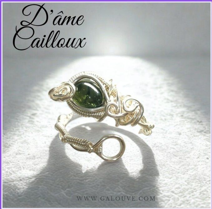 Bague tourmaline verte- Verdelite -ajustable