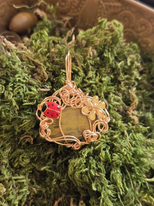 Pendentif citrouille Pietersite Lionskin 