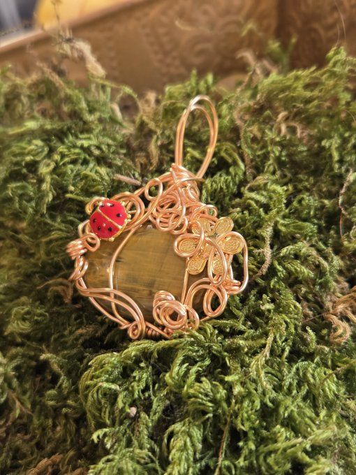 Pendentif citrouille Pietersite Lionskin 