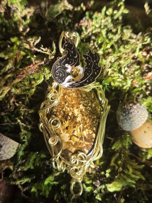 ✨ Amulette Bronzite -pendentif  or coeur cuivre 