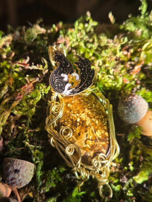 ✨ Amulette Bronzite -pendentif  or coeur cuivre 