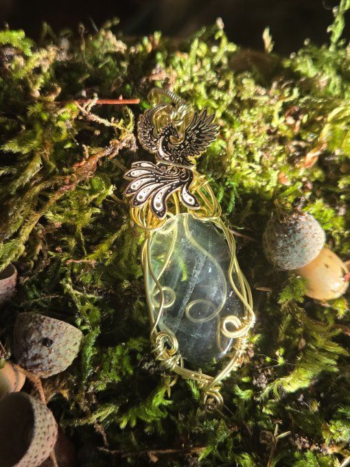 Amulette Fluorite Verte ✨ pendentif or coeur cuivre 