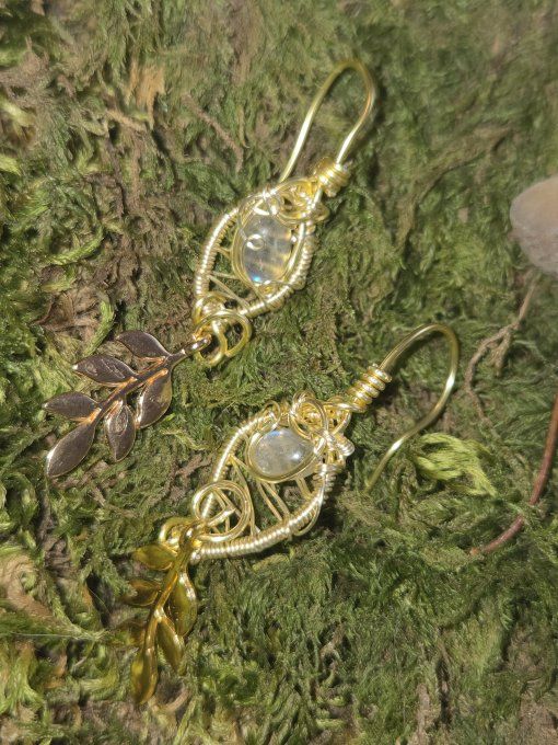 Pierre de lune ✨ Péristerite ✨ Boucle d'oreille.