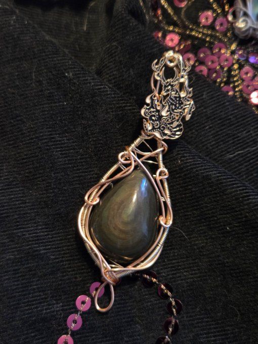 Pendentif  Œil Céleste – Protection & Clarté Spirituelle -Or cuivre rose 