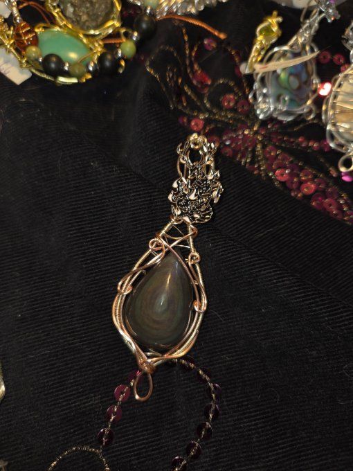 Pendentif  Œil Céleste – Protection & Clarté Spirituelle -Or cuivre rose 