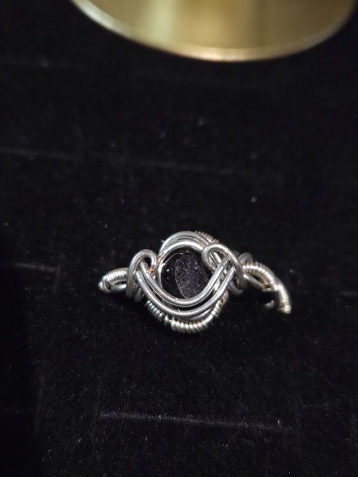 Bague spinelle noir Ajustable 