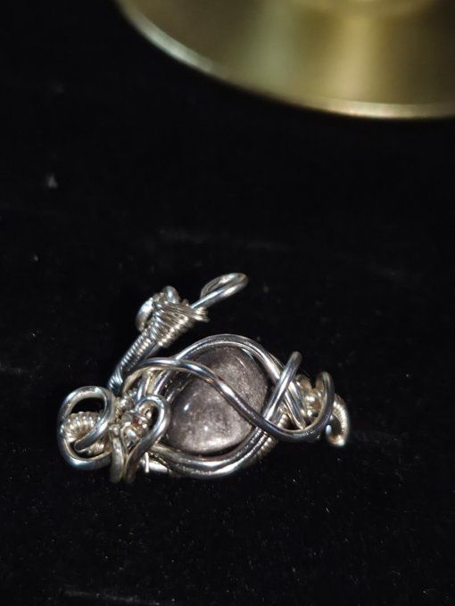 Bague Ajustable Obsidienne Argentée – Éveil & Guérison