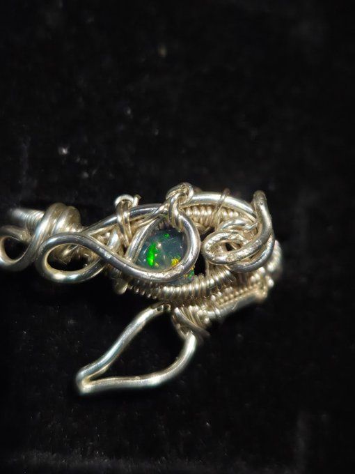 Bague opale noire ajustable -Créativité, Équilibre & Protection Émotionnelle  