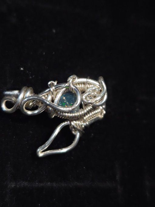 Bague opale noire ajustable -Créativité, Équilibre & Protection Émotionnelle  