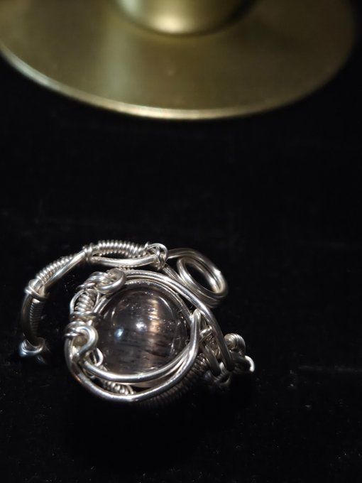 Bague Pierre de soleil Noire ajustable -