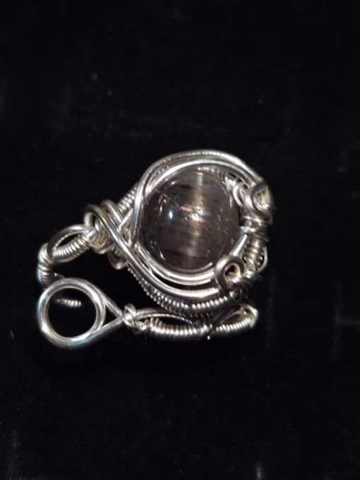 Bague Pierre de soleil Noire ajustable -