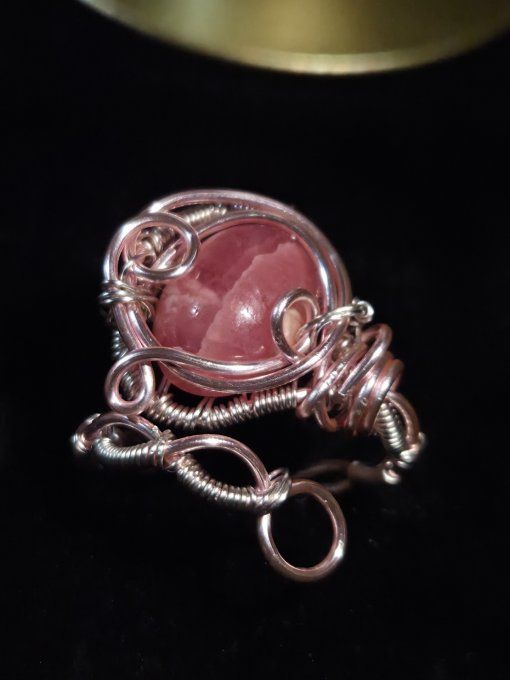 Bague rhodochrosite ajustable rose- Sérénité & Bien-Être Émotionnel     