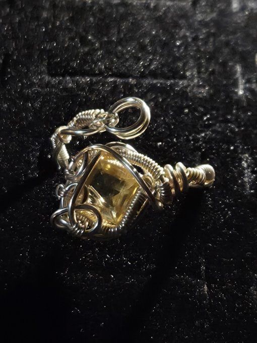Bague citrine facette Ajustable 