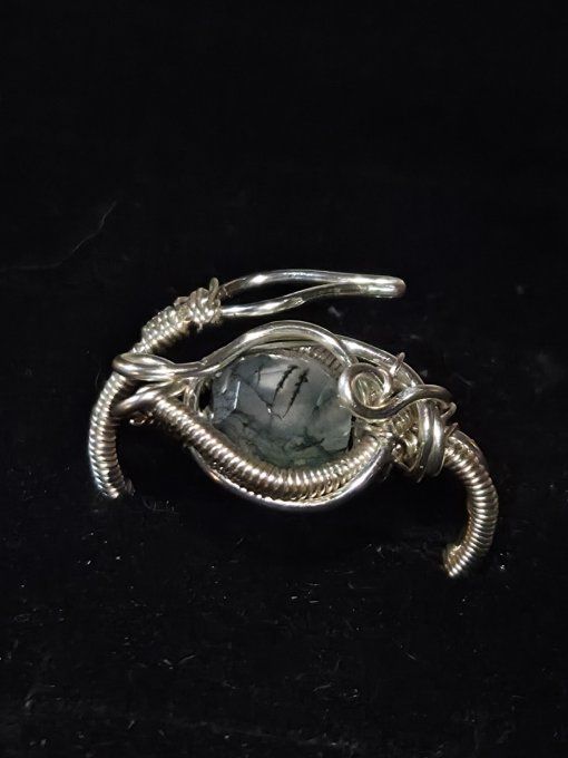 Bague agate mousse facetté 