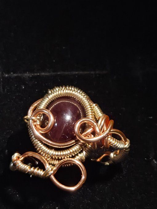 Bague Grenat etoilé Ajustable -pierre de vaillance 