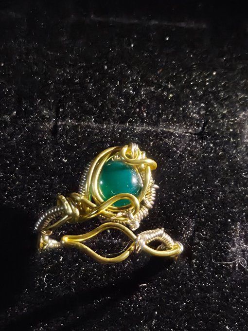 Bague Onyx verte - ajustable 