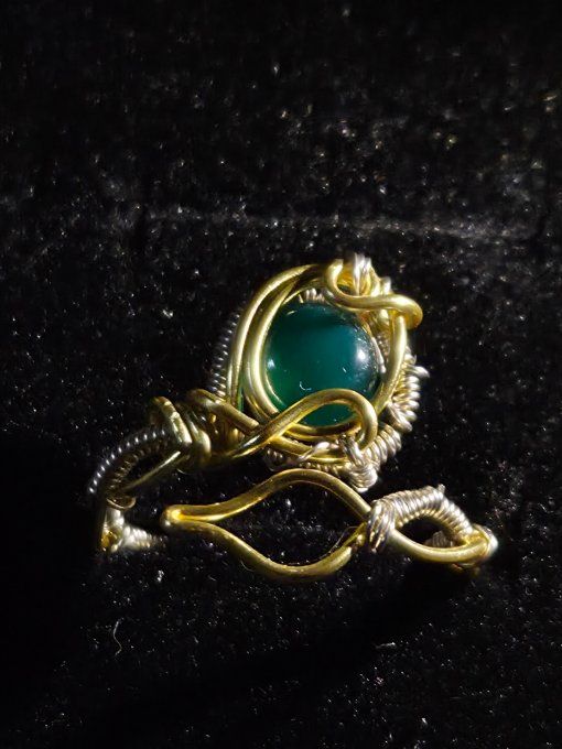 Bague Onyx verte - ajustable
