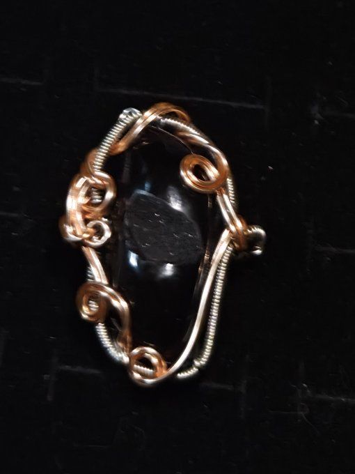 Bague Onyx Noire Druzy - ajustable 