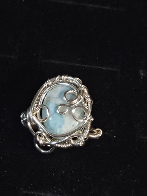 Bague elfique -Calcite caribéenne -ajustable serpentine